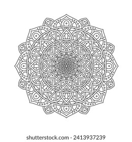 Circular pattern mandala art decoration elements for meditation poster, adult coloring book page, tattoo, henna