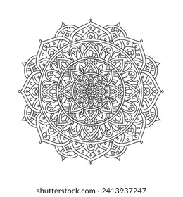 Circular pattern mandala art decoration elements for meditation poster, adult coloring book page, tattoo, henna