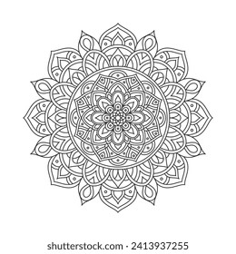 Patrón circular mandala elementos de decoración artística para el afiche de meditación, página del libro de colorantes adultos, tatuaje, henna