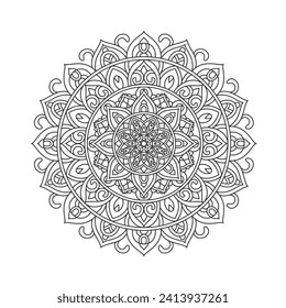 Patrón circular mandala elementos de decoración artística para el afiche de meditación, página del libro de colorantes adultos, tatuaje, henna