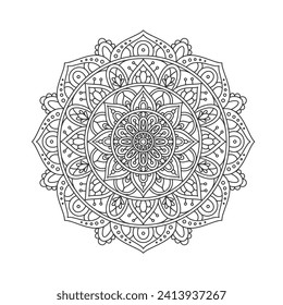 Circular pattern mandala art decoration elements for meditation poster, adult coloring book page, tattoo, henna