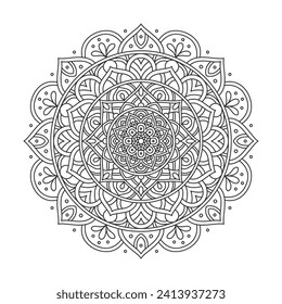 Patrón circular mandala elementos de decoración artística para el afiche de meditación, página del libro de colorantes adultos, tatuaje, henna