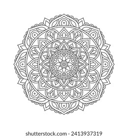 Circular pattern mandala art decoration elements for meditation poster, adult coloring book page, tattoo, henna