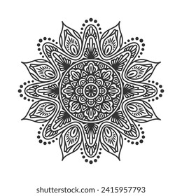 Zirkularmuster mandala Art Dekorelemente für Meditationsposter, Erwachsenenfarben Buchseite, Tattoo, Henna