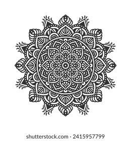 Patrón circular mandala elementos de decoración artística para el afiche de meditación, página del libro de colorantes adultos, tatuaje, henna
