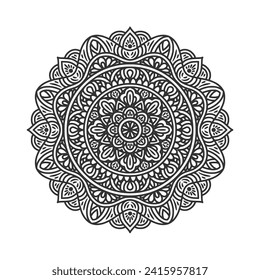 Patrón circular mandala elementos de decoración artística para el afiche de meditación, página del libro de colorantes adultos, tatuaje, henna