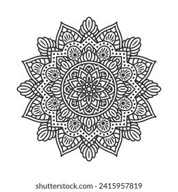 Circular pattern mandala art decoration elements for meditation poster, adult coloring book page, tattoo, henna