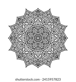Circular pattern mandala art decoration elements for meditation poster, adult coloring book page, tattoo, henna