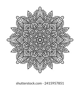 Circular pattern mandala art decoration elements for meditation poster, adult coloring book page, tattoo, henna