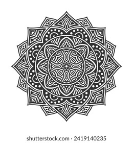 Patrón circular mandala elementos de decoración artística para el afiche de meditación, página del libro de colorantes adultos, tatuaje, henna