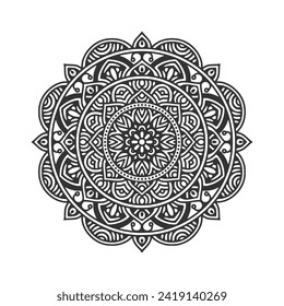 Patrón circular mandala elementos de decoración artística para el afiche de meditación, página del libro de colorantes adultos, tatuaje, henna