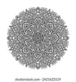 Circular pattern mandala art decoration elements for meditation poster, adult coloring book page, tattoo, henna
