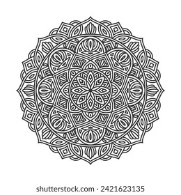 Circular pattern mandala art decoration elements for meditation poster, adult coloring book page, tattoo, henna
