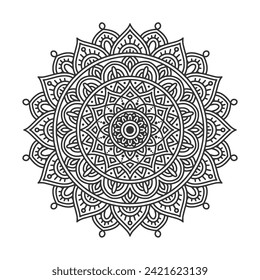 Circular pattern mandala art decoration elements for meditation poster, adult coloring book page, tattoo, henna