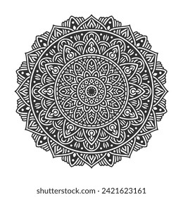 Circular pattern mandala art decoration elements for meditation poster, adult coloring book page, tattoo, henna