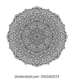 Patrón circular mandala elementos de decoración artística para el afiche de meditación, página del libro de colorantes adultos, tatuaje, henna