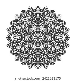 Circular pattern mandala art decoration elements for meditation poster, adult coloring book page, tattoo, henna
