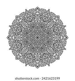 Circular pattern mandala art decoration elements for meditation poster, adult coloring book page, tattoo, henna