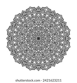 Patrón circular mandala elementos de decoración artística para el afiche de meditación, página del libro de colorantes adultos, tatuaje, henna