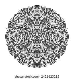 Patrón circular mandala elementos de decoración artística para el afiche de meditación, página del libro de colorantes adultos, tatuaje, henna