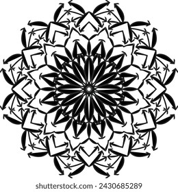 Circular pattern mandala art decoration elements for meditation poster, adult coloring book page, tattoo, henna