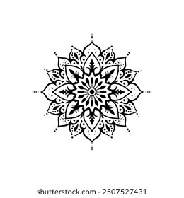 Circular pattern mandala art decoration elements for meditation poster, adult coloring book page, tattoo, henna, Vector abstract mandala pattern. Art on the wall. Coloring book Lace pattern The tattoo