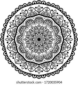 Circular pattern mandala art decorative elements. oriental pattern for meditation, stress relief, henna and for coloring book page.