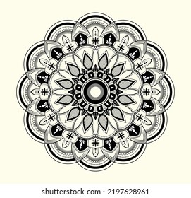 Circular pattern mandala art , Decorative flower ,adult coloring book page, tattoo, henna, mehndi,Decorative ornament in ethnic oriental style.
