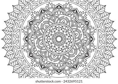 Circular pattern. Mandala Coloring page for kids and adults. Decorative ornament ethnic oriental style. Isolated on white background. line art drawing coloring page relaxation and meditation. Vector