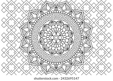 Circular pattern. Mandala Coloring page for kids and adults. Decorative ornament ethnic oriental style. Isolated on white background. line art drawing coloring page relaxation and meditation. Vector