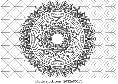 Circular pattern. Mandala Coloring page for kids and adults. Decorative ornament ethnic oriental style. Isolated on white background. line art drawing coloring page relaxation and meditation. Vector
