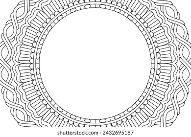 Circular pattern. Mandala Coloring page for kids and adults. Decorative ornament ethnic oriental style. Isolated on white background. line art drawing coloring page relaxation and meditation. Vector