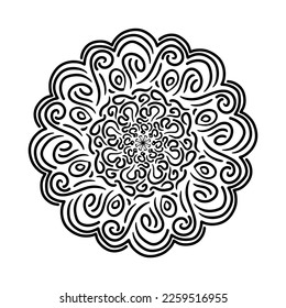 Circular pattern, Mandala. Decorative hand drawn ornament in ethnic oriental style. Vector illustration. 