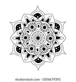 Circular pattern mandala. Decorative pattern in oriental style. Coloring book page.