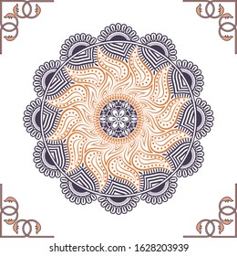 Circular pattern of mandala. Decorative ornament in oriental style. Mandala with floral patterns. Beautiful lined design in vintage