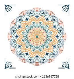 Circular pattern of mandala. Decorative ornament in oriental style. Mandala with floral patterns. Beautiful lined design in vintage