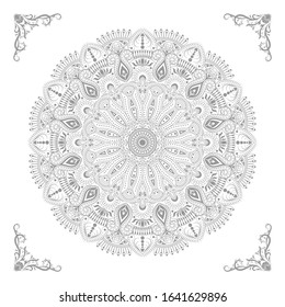 Circular pattern of mandala. Decorative ornament in oriental style. Mandala with floral patterns. Beautiful lined design in vintage