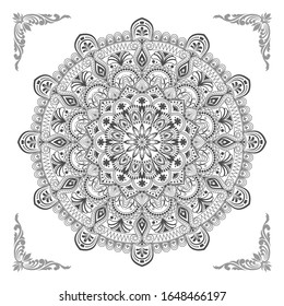 Circular pattern of mandala. Decorative ornament in oriental style. Mandala with floral patterns. Beautiful lined design in vintage