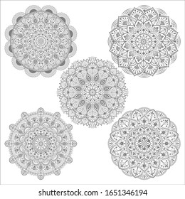Circular pattern of mandala. Decorative ornament in oriental style. Mandala with floral patterns. Beautiful lined design in vintage for Invitation card