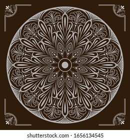 Circular pattern of mandala. Decorative ornament in oriental style. Mandala with floral patterns. Beautiful lined design in vintage for Invitation card