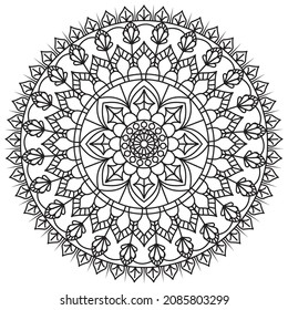 Circular pattern mandala. Decorative ornament in ethnic oriental style. Coloring book page.