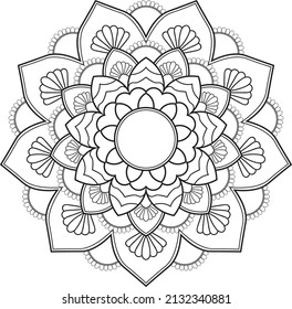 Circular pattern mandala with flower for Henna, Mehndi, tattoo, decoration.