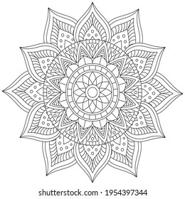 Circular Pattern Mandala Flower Rose Style Henna Mehndi Tattoo Decoration Decorative Ornament Ethnic Oriental Coloring Book Page