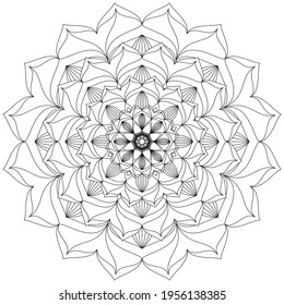 Circular Pattern Mandala Flower Rose Style Henna Mehndi Tattoo Decoration Decorative Ornament Ethnic Oriental Coloring Book Page