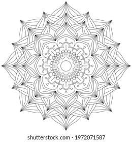 Circular Pattern Mandala Flower Rose Style Vector Lotus Leaves Henna Mehndi Meditation Tattoo Decoration Ornament Ethnic Oriental Coloring Book Page Practice Paint Print Screen Fabric Textile 