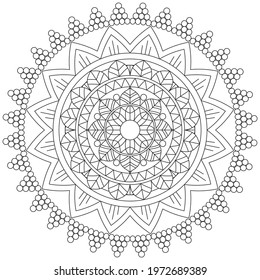 Circular Pattern Mandala Flower Rose Style Vector Lotus Leaves Henna Mehndi Meditation Tattoo Decoration Ornament Ethnic Oriental Coloring Book Page Practice Paint Print Screen Fabric Textile 