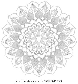 Circular Pattern Mandala Flower Rose Style Vector Lotus Leaves Henna Mehndi Meditation Tattoo Decoration Ornament Ethnic Oriental Coloring Book Page Practice Paint Print Screen Fabric Textile 