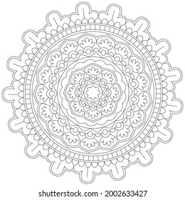 Circular Pattern Mandala Flower Rose Style Vector Lotus Leaves Henna Mehndi Meditation Tattoo Decoration Ornament Ethnic Oriental Coloring Book Page Practice Paint Print Screen Fabric Textile 
