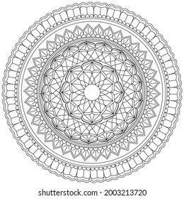 Circular Pattern Mandala Flower Rose Style Vector Lotus Leaves Henna Mehndi Meditation Tattoo Decoration Ornament Ethnic Oriental Coloring Book Page Practice Paint Print Screen Fabric Textile 