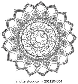Circular Pattern Mandala Flower Rose Style Vector Lotus Leaves Henna Mehndi Meditation Tattoo Decoration Ornament Ethnic Oriental Coloring Book Page Practice Paint Print Screen Fabric Textile 